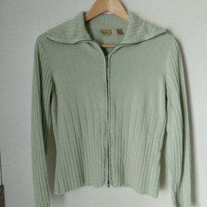 Caslon Light Green Zip-up Cardigan